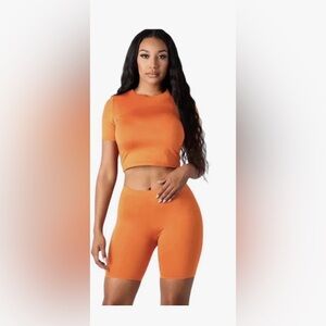SHEIN Orange Stretchy Bike Shorts